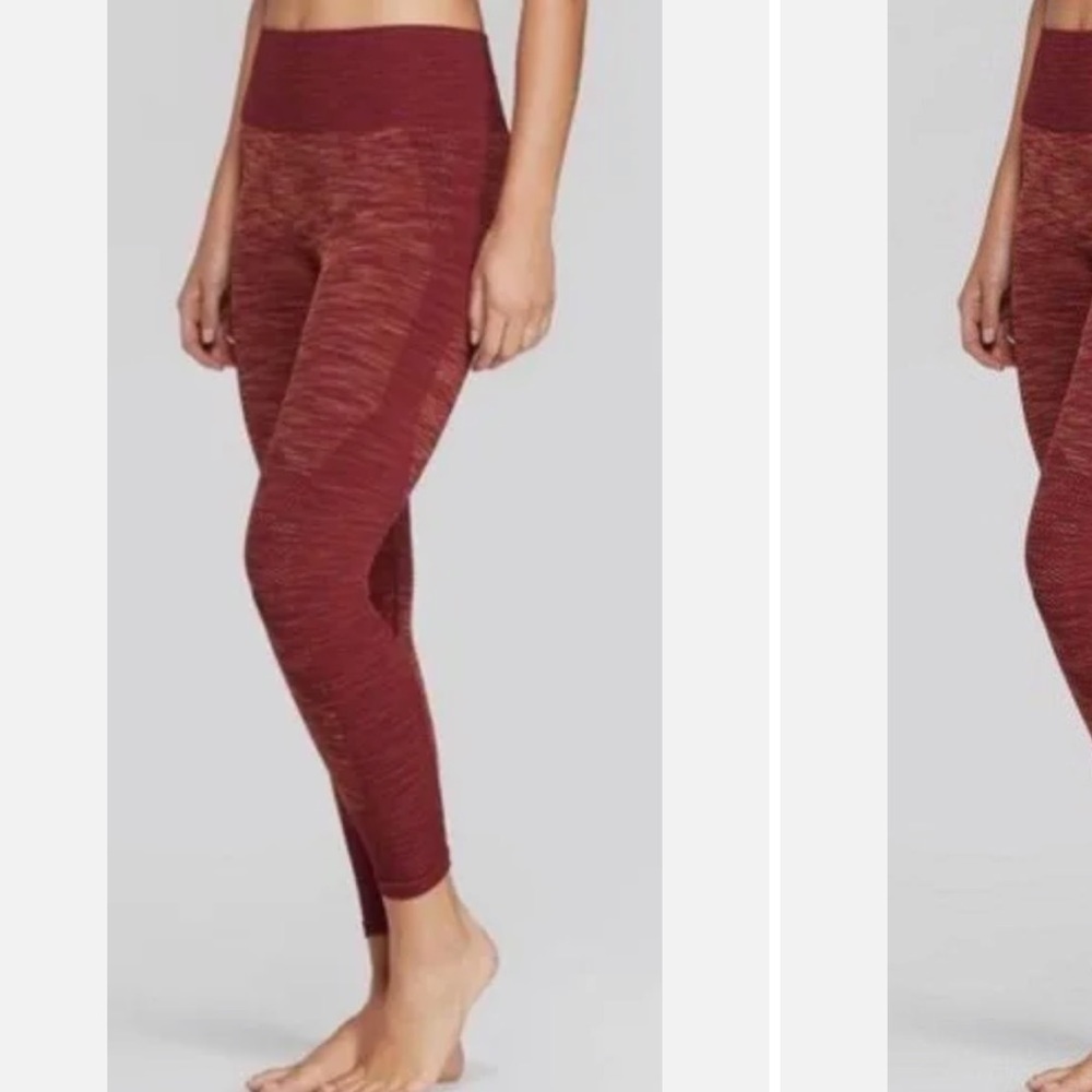 Joy Lab Marled High Waisted Rib Knit Skinny Cropped Maroon Red Leggings